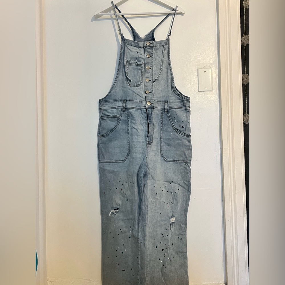Vintage C Denim Est. 1946 Distressed Denim Overalls -Size 14